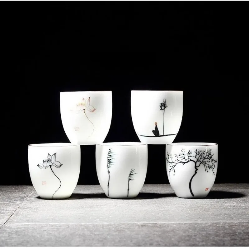 Tea Coffee Utensils - 1 szt. Ręcznie Rysowana Ceramiczna Filiżanka