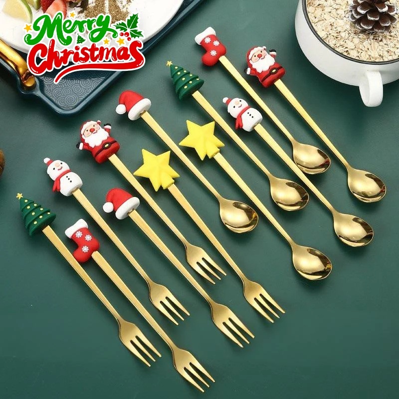 Tea Coffee Utensils - Zestaw świątecznych sztućców ze stali nierdzewnej