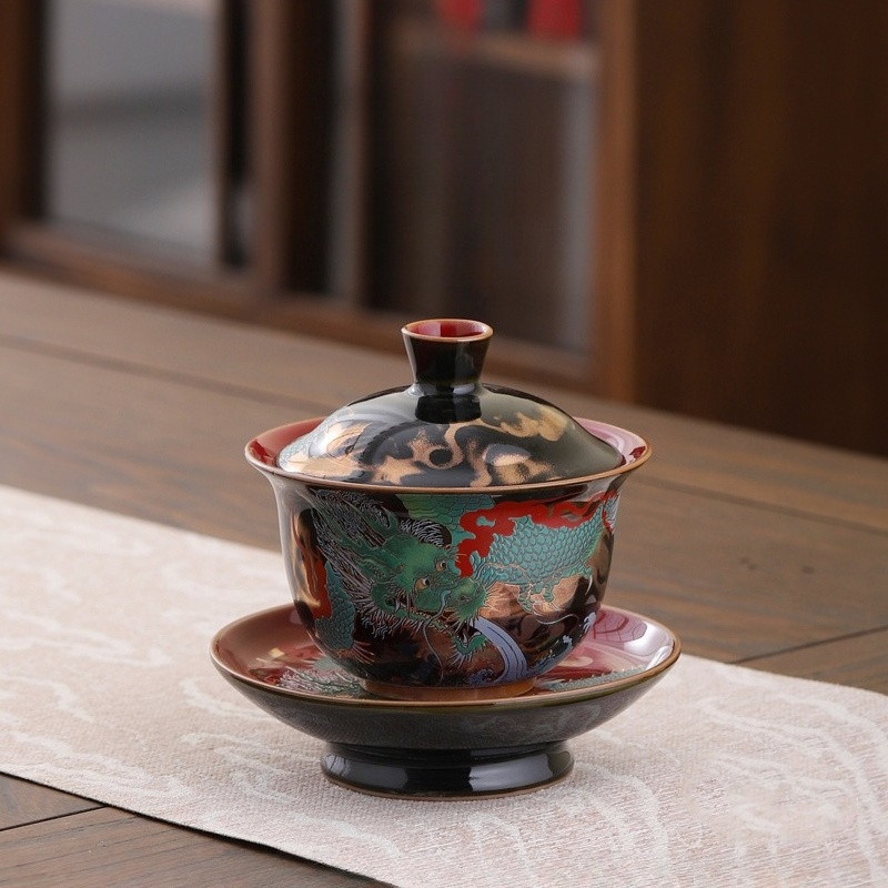 Gongfu Tea Set - Kreatywny Retro Ceramiczny Zestaw Gaiwan, Kubki