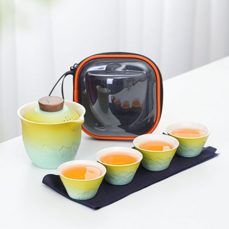 Gongfu Tea Set - Gradientowy Zestaw do Herbaty Podróżny, Przenośny