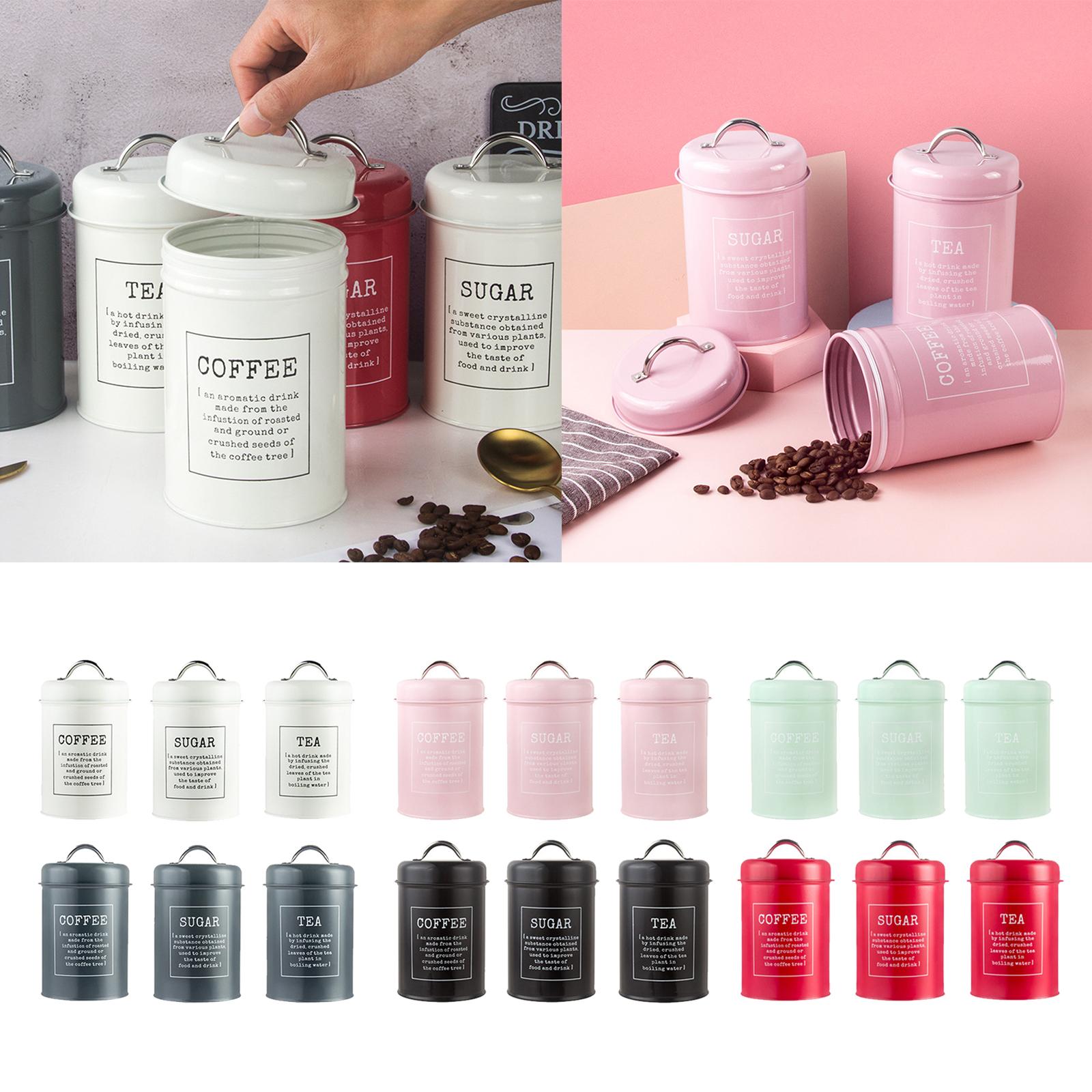Canister Coffee Sugar Tea - 3-częściowy zestaw szczelnych pojemników kuchennych o