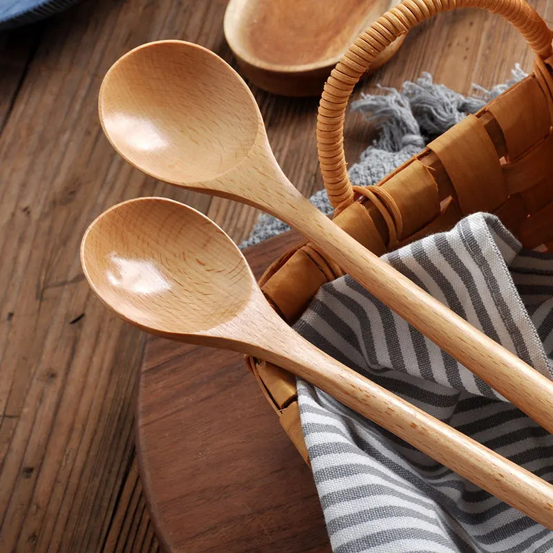 Tea Coffee Utensils - 1 szt. Drewniana Łyżka Sztućce Kuchenne