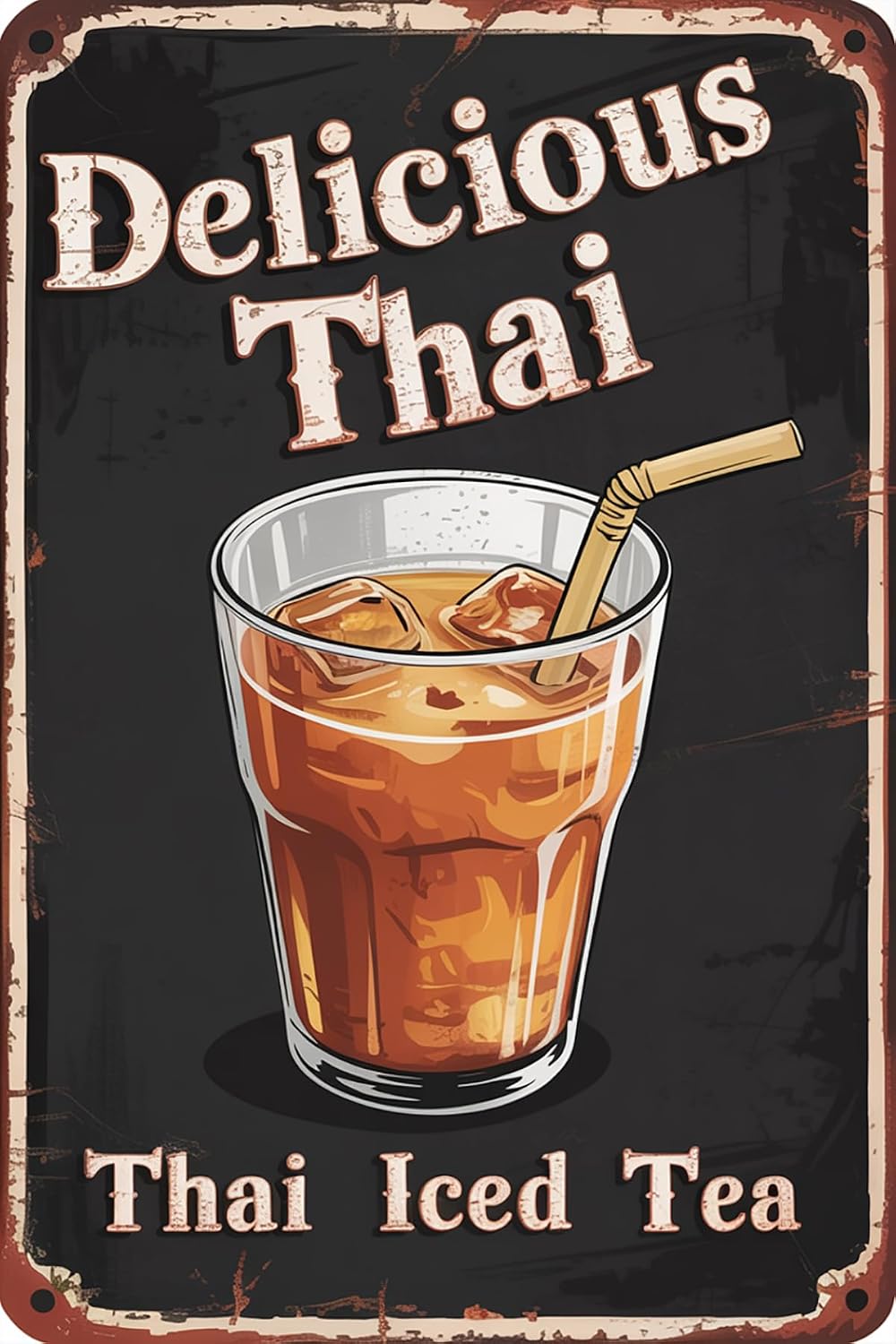 Coffee Tea Thai - Zabawne Vintage Metalowe Tabliczki z Napisem