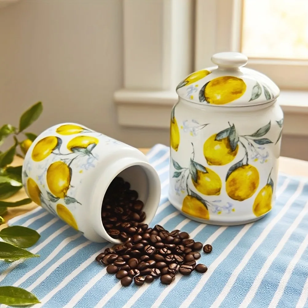 Lemon Tea Coffee - Ceramiczny słoik do przechowywania z motywem