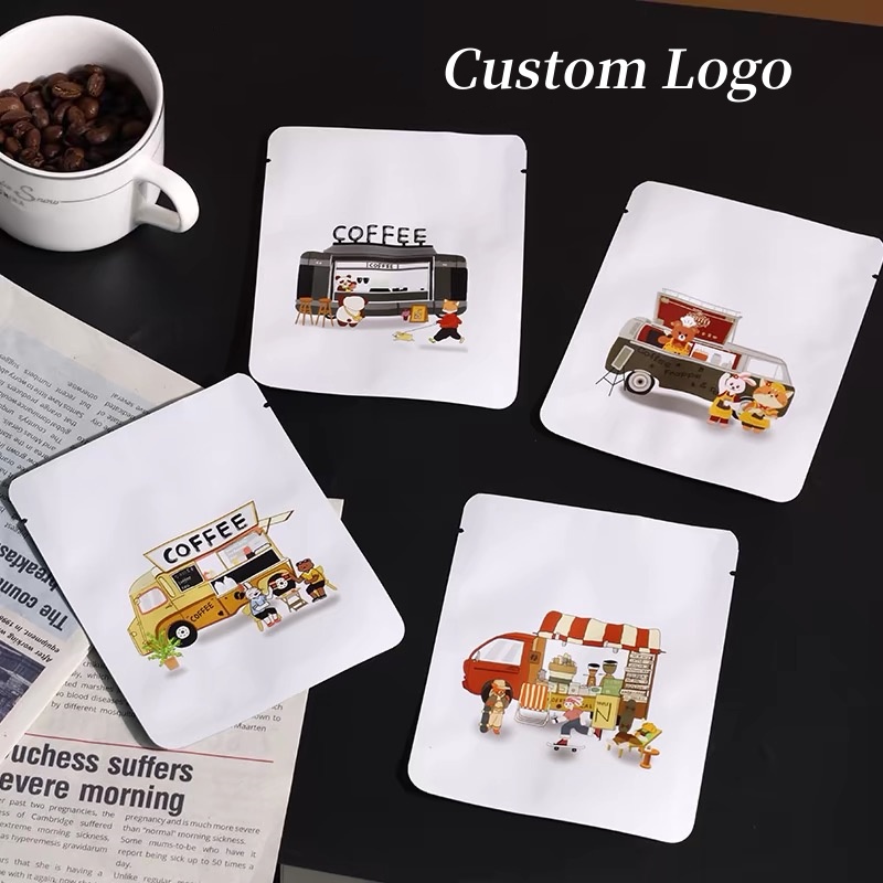 Coffee Tea House - 100 szt. Personalizowanych kwadratowych torebek na