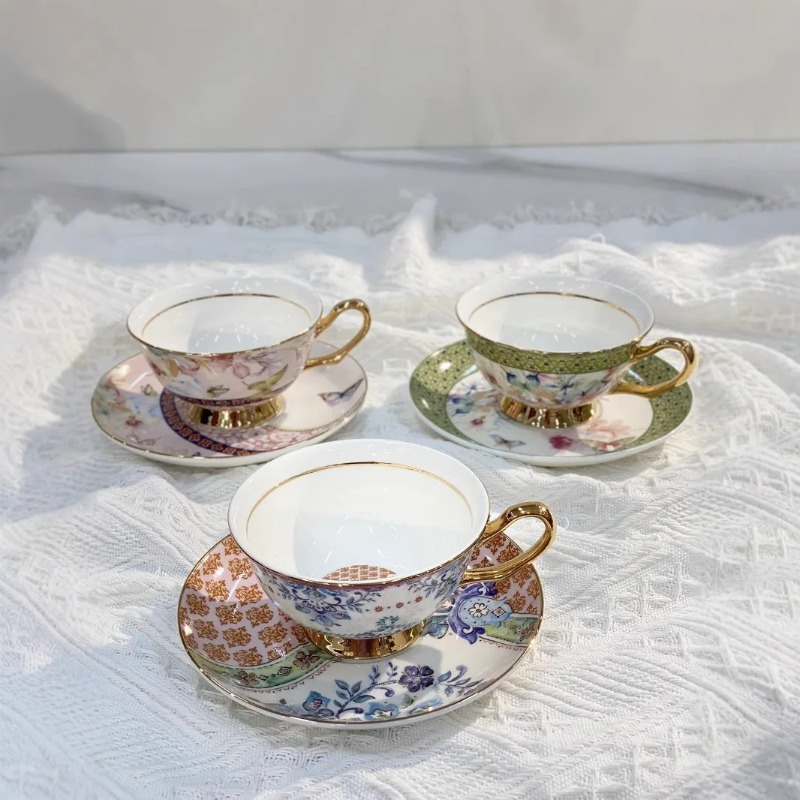 Coffee Tea Gardens - Wysokiej jakości filiżanki i talerze, emaliowane,